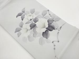 作家物　塩瀬手描き椿模様名古屋帯